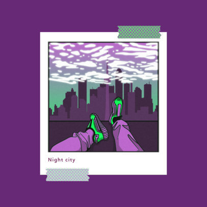 Album Cover Creator for a Retro Type Beat Musician with a Polaroid-Style Frame Illustration