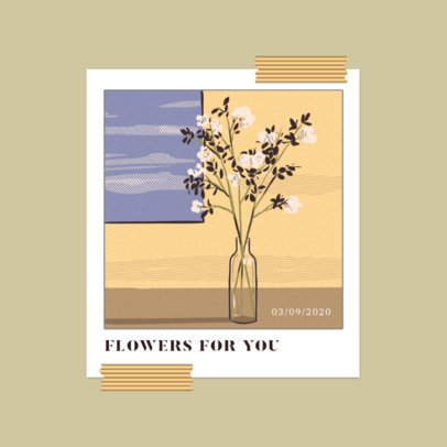 Mixtape Cover Template for Indie Rock Artists Featuring a Flower Vase Illustration 3644g
