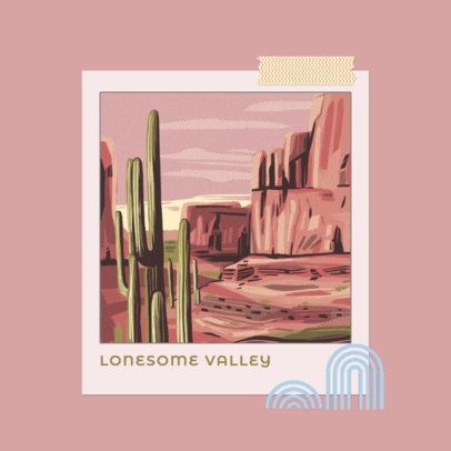  Album Cover Art Template for a Folk Music Artist Featuring aDesert Illustration 3644h