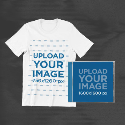 T-Shirt Mockup Featuring a CD Jewel Case