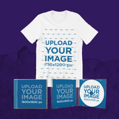 Mockup of a Merch Bundle Featuring a Round Neck Tee and a CD Jewel Case 43331-r-el2