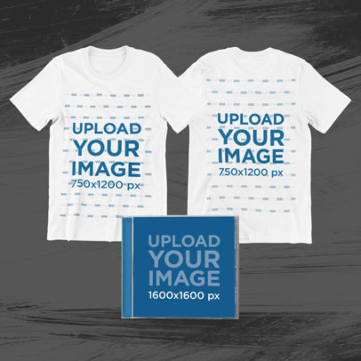 Merch Bundle Mockup Featuring Two T-Shirts and a CD Jewel Case 