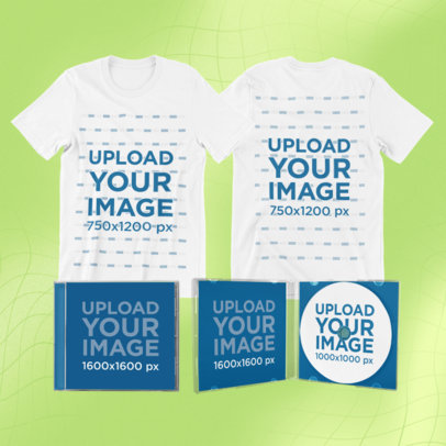 Merch Bundle Mockup Featuring Round Neck T-Shirts and CD Jewel Cases