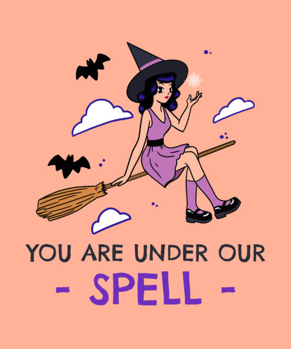 Placeit - Halloween T-Shirt Design Creator Featuring a Witch in a ...