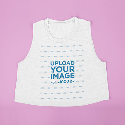Sleeveless Crop Top Mockup Featuring a Solid Color Background 