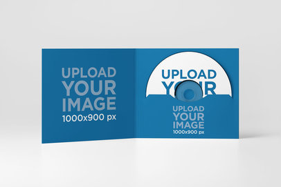 Digipak Mockup Featuring a Plain Background and a CD Inside