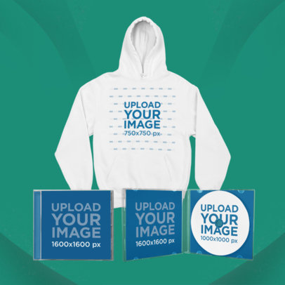 Merch Bundle Mockup Featuring a Hoodie and Two CD's