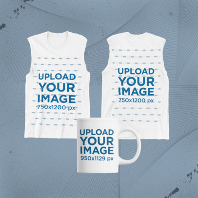 Merch Bundle Mockup Featuring an 11 oz Mug and a Both Sides-View Tank Top 43377-r-el2