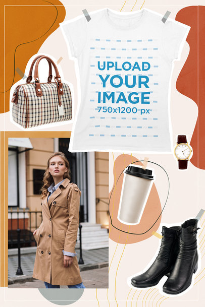 Collage Mockup of a Crewneck T-Shirt Featuring Fall Elements 42441-r-el2