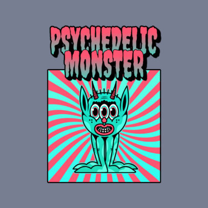 70's Music Logo Maker with a Psychedelic Monster Illustration