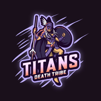 Gaming Logo Template with a Female Nordic Warrior