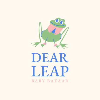 Logo Maker for Baby Clothing Stores Featuring a Funny Frog Illustration 