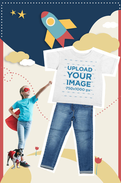 Collage Mockup of a Heather T-Shirt for Children