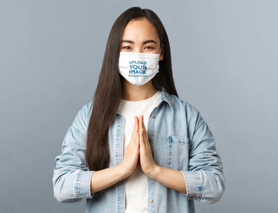 Face Mask Mockup of a Woman Praying