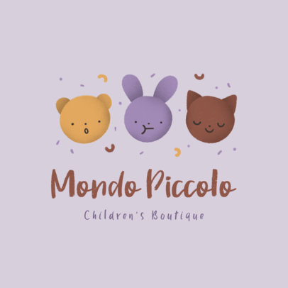 Logo Maker for a Children's Boutique Featuring Cute Animals Illustrations 