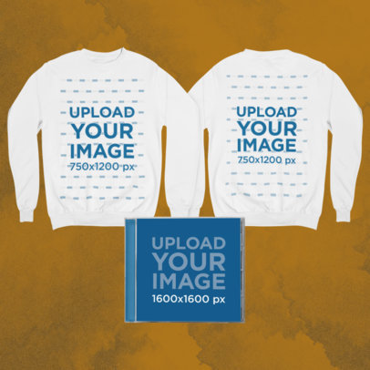 Merch Bundle Mockup of a Sweatshirt and a CD Case