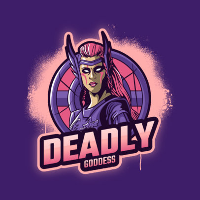 Illustrated Gaming Logo Maker Featuring a Nordic Goddess