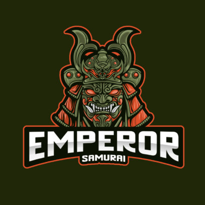 Gaming Logo Template Featuring an Evil Samurai Graphic 