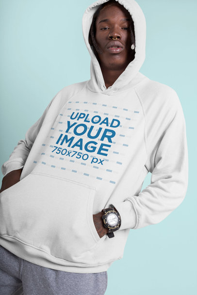 Hoodie Mockup of an Edgy Man with a Defiant Pose in a Studio 42982