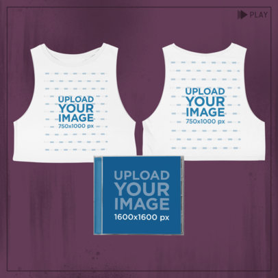 Merch Bundle Mockup Featuring Two Sides of a Crop Top Tank Top and a Cd Jewel Case 43411-r-el2