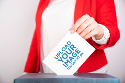 Mockup of a Woman Putting Her Ballot in the Box 42256-r-el2
