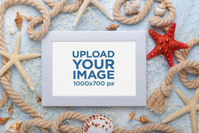 Mockup of an Art Print Featuring Sea-Themed Decorations 36211-r-el2