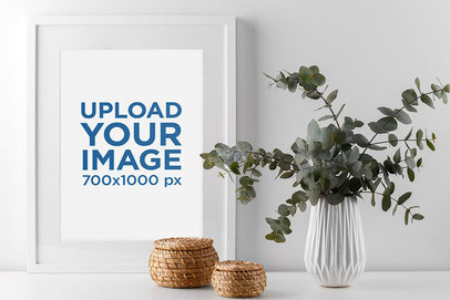 Mockup of an Art Print Featuring a Plant Pot 