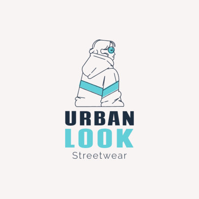 Logo Template for Streetwear Brands Featuring a Line Illustration of a Woman 