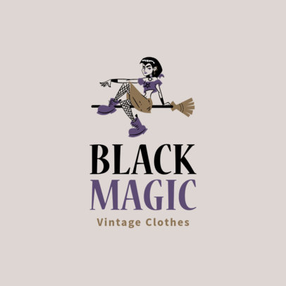 Logo Maker for Vintage Apparel Stores Featuring a Witch Clipart 
