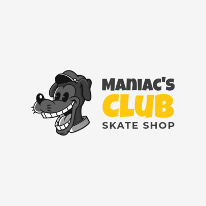 Logo Template for a Skate Shop Featuring a Retro Cartoon Character 