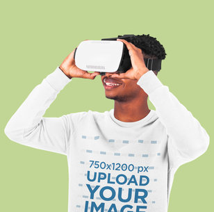 Sweatshirt Mockup of a Young Man Wearing a VR Headset in a Studio 42657-r-el2