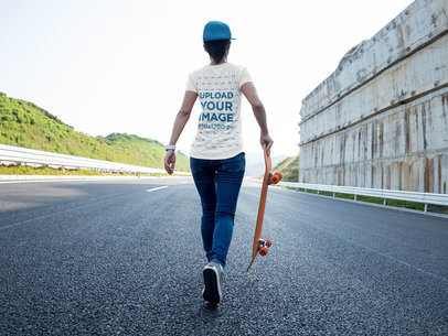 Back-View T-Shirt Mockup of a Female Skater 43350-r-el2