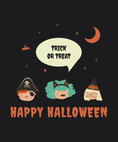 Kids T-Shirt Design Template Featuring Happy Halloween Graphics 2925-el1
