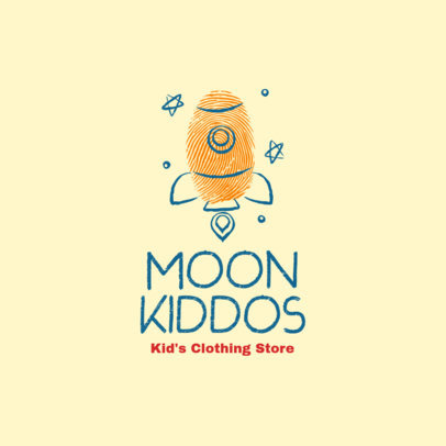 Illustrated Logo Creator with a Rocket Clipart for a Kids' Clothing Brand