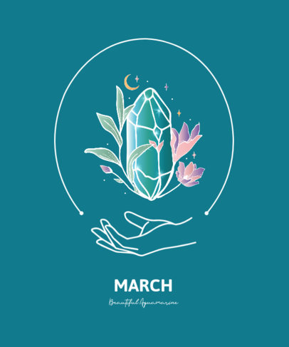 T-Shirt Design Template with an Emerald Stone Graphic