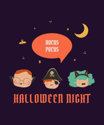 Kids T-Shirt Design Generator Featuring Characters in Halloween Costumes