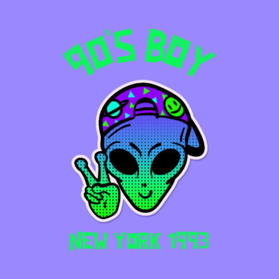 Streetwear Logo Template Featuring a Retro Alien