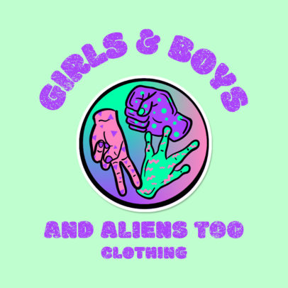 Clothing Brand Logo Template Featuring Colorful Graphics