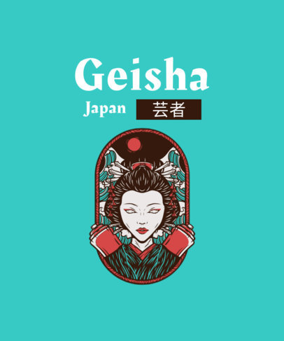 Illustrated T-Shirt Design Maker Featuring a Geisha Graphic