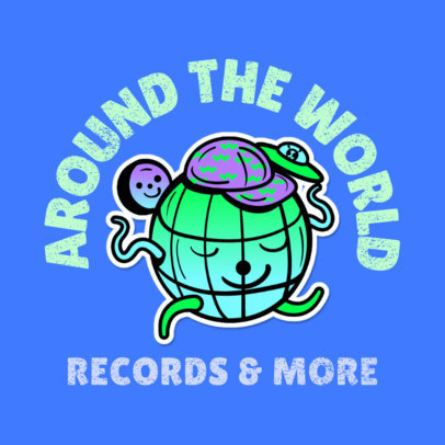 Logo Maker for a Record Store with a Cartoonish Globe Graphic 3683m