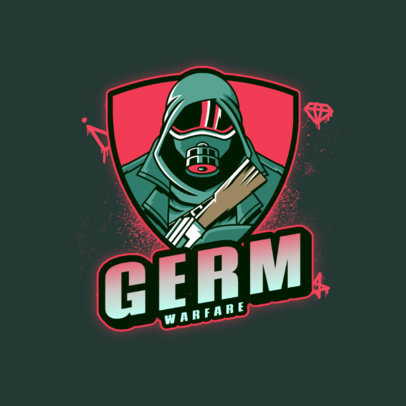 Gaming Logo Template Featuring a Character With a Gas Mask and a Rifle 