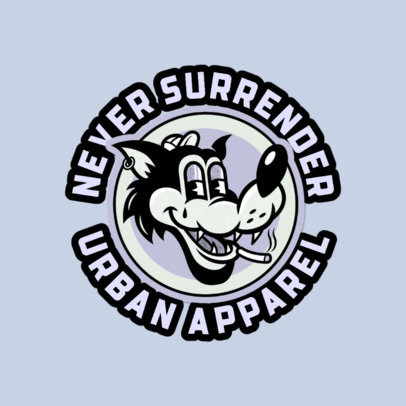 Apparel Logo Maker with a Cartoonish Wolf Character Graphic