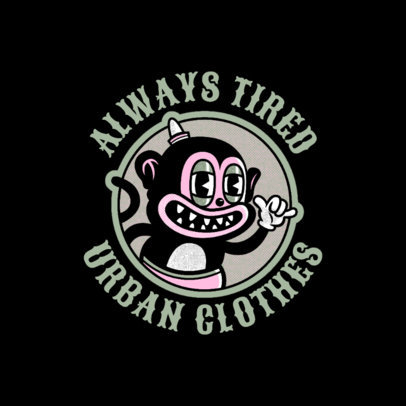 Streetwear Logo Creator with a Smiling Monkey Cartoon Character