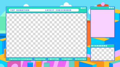 Twitch Overlay Template Featuring a Multiple Webcams Design 2991