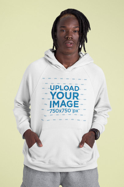 Hoodie Mockup of a Man with Swag and a Nose Ring 42976