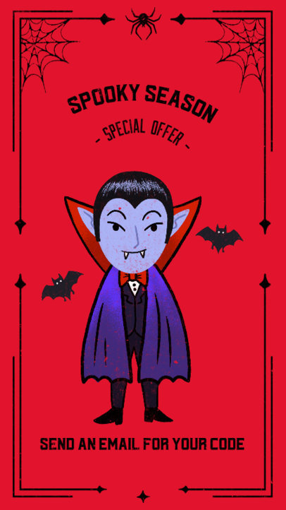 Instagram Story Template for Halloween Deals Featuring a Cute Vampire Illustration 
