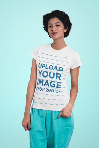 T-Shirt Mockup of a Nurse with a Sassy Expression
