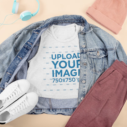 Outfit Mockup Featuring a Sleeveless Crop Top