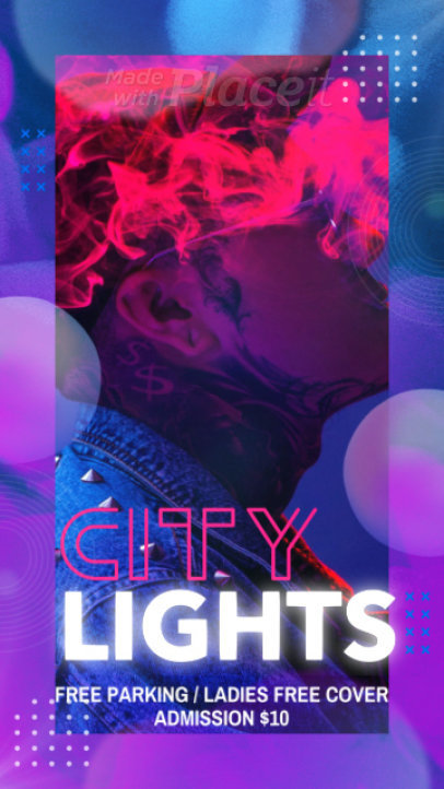 Instagram Story Video Creator for a Party Announcement Featuring Neon Lights 