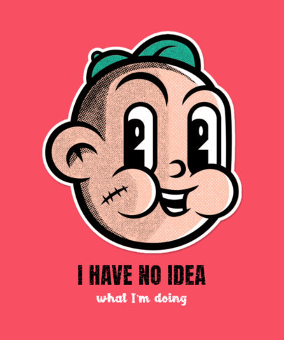 T-Shirt Design Template Featuring a Retro Cartoon Character 